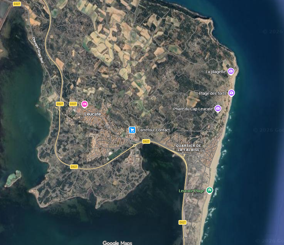 Carte de la zone Leucate