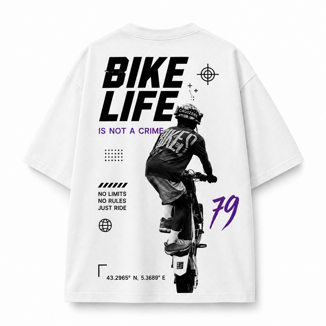 T-shirt Ride On Bike Life blanc