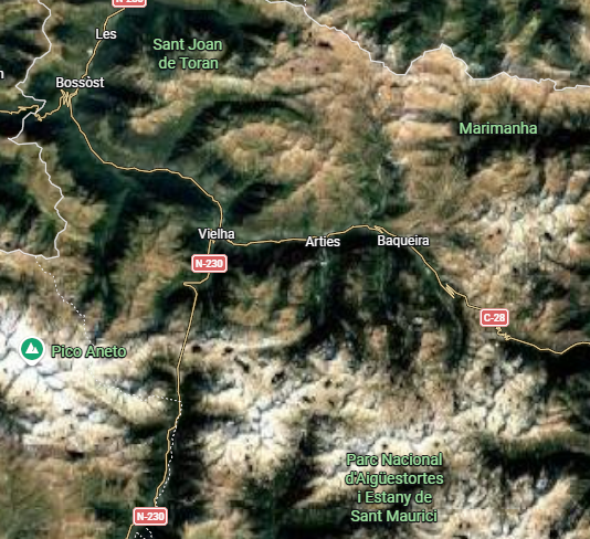 Carte de la zone Baqueira